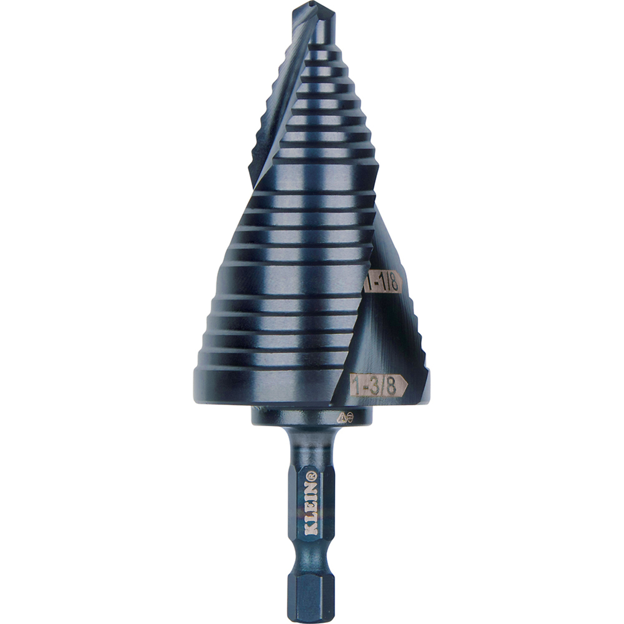 Klein Tools, Step Drill Bit, Quick Release, Double Spiral Flute, Size (SAE) Multiple in, Included (qty.) 1 Model# QRST15